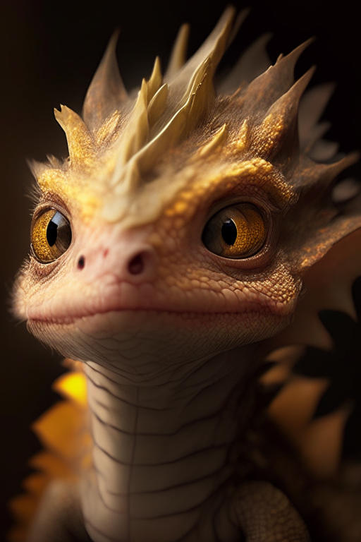 A portrait of a coliurful baby dragon