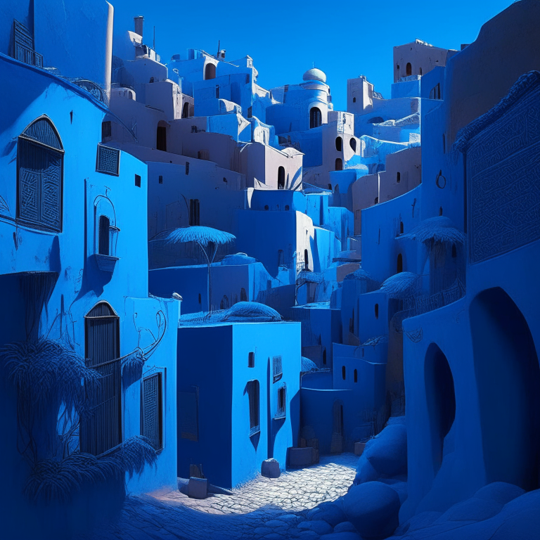 Chfchaoun Morocco,  blue city , animation 