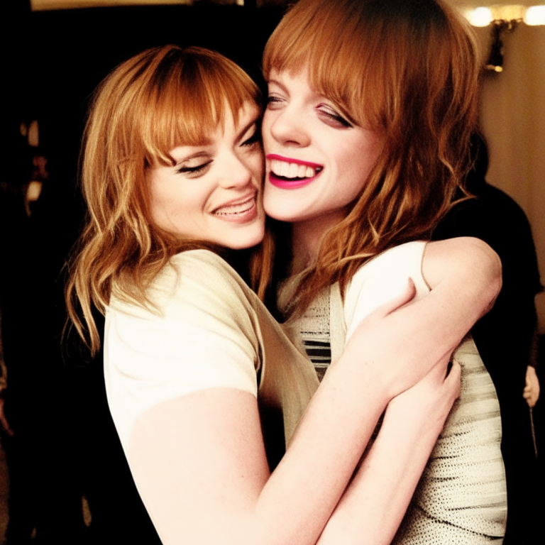  Taylor Swift and Emma Stone hugging