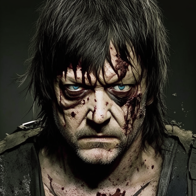 Daryl Dixon from the walking dead killing zombie