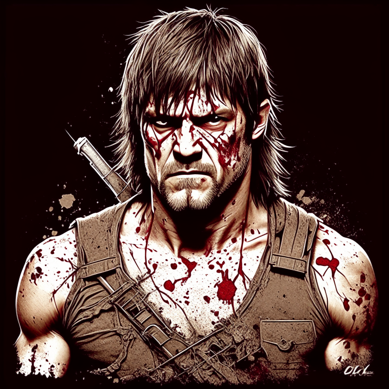 Daryl Dixon from the walking dead killing zombie