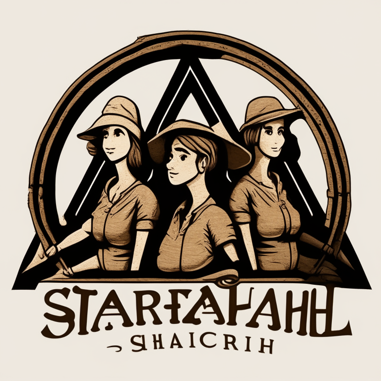 a logo incorporating archeology, three female archeologists named Sarah, and a play on a tri-sarah-tops