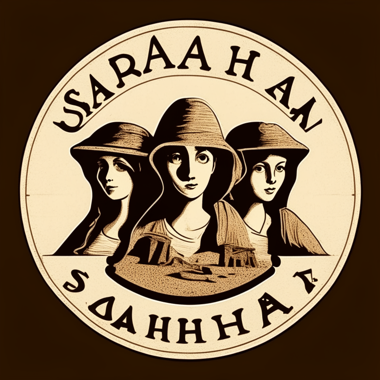 a logo incorporating archeology, three female archeologists named Sarah, and a play on a tri-sarah-tops