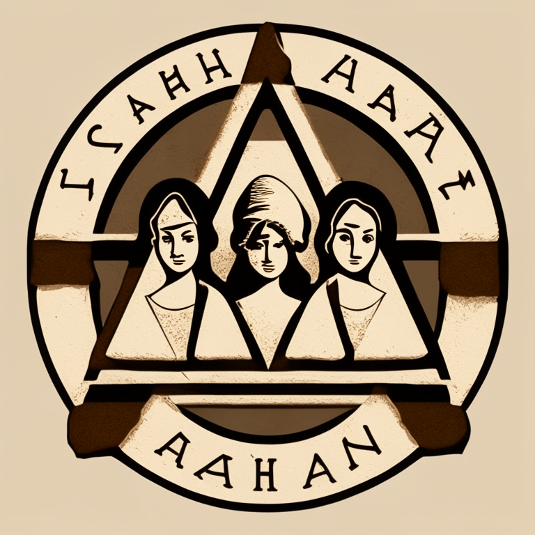 a logo incorporating archeology, three female archeologists named Sarah, and a play on a tri-sarah-tops