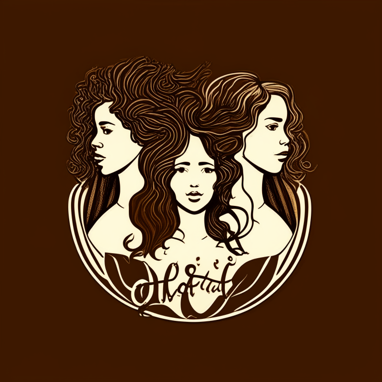 the logo design but with no text and the middle female having brown curly hair