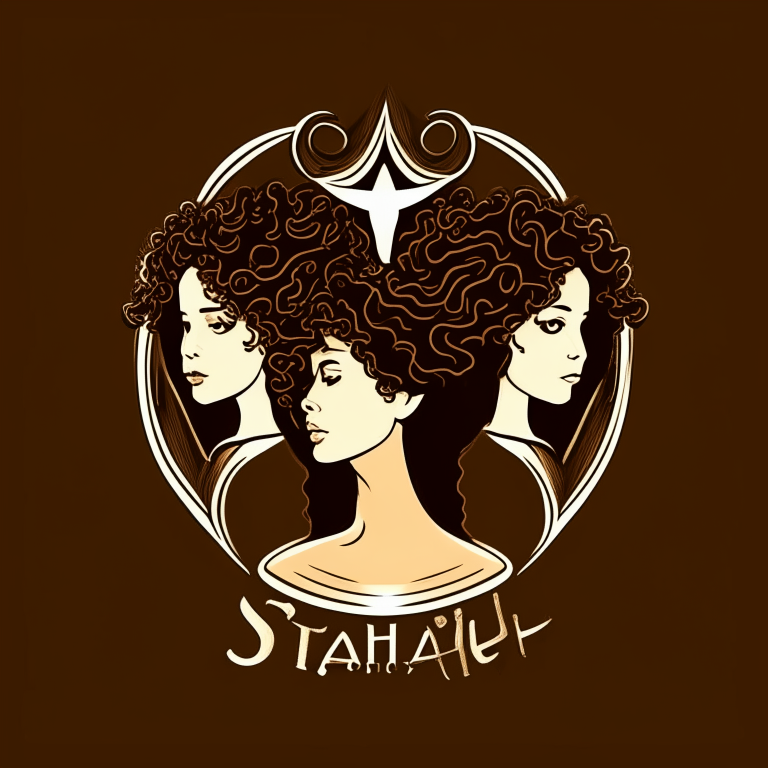 the logo design but with no text and the middle female having brown curly hair