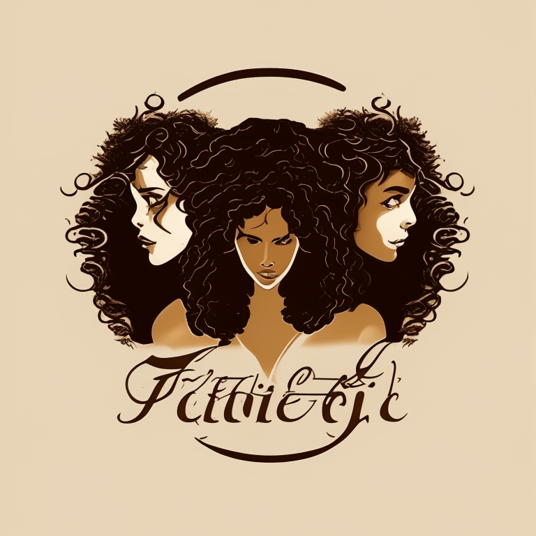 the logo design but with no text and the middle female having brown curly hair