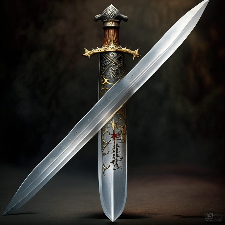 Mythical sword with corrected handle, Knights templar style with smoke