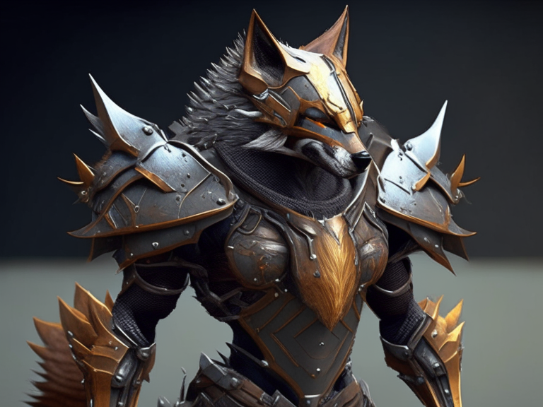 Armored werefox with organic looking armor meaning more to the shape of the body