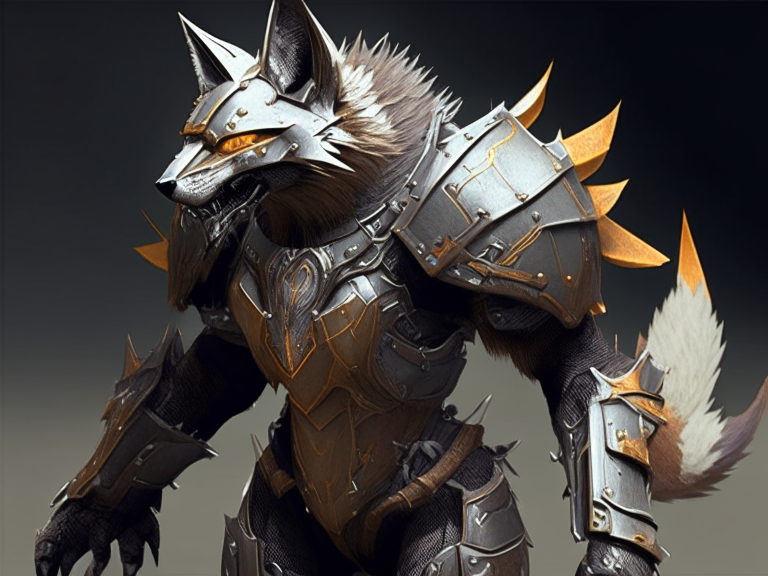 Armored werefox with organic looking armor meaning more to the shape of the body
