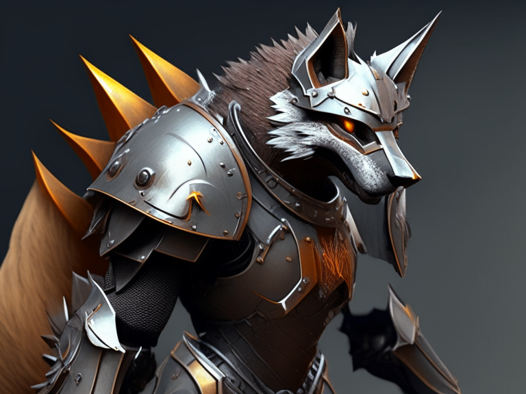 armored werefox with rounded, curved armor