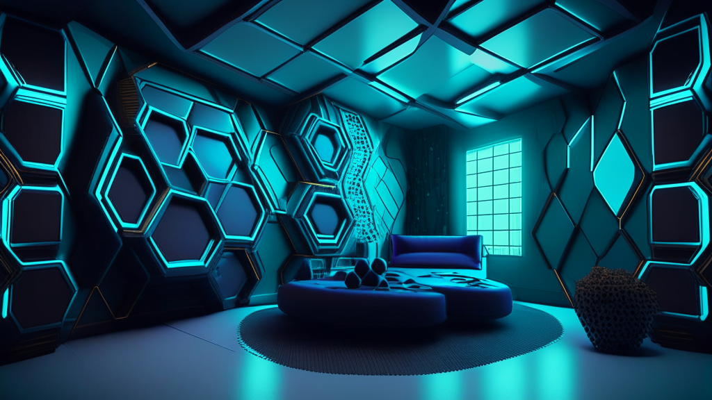 hexacore quantumpunk techwave interior design