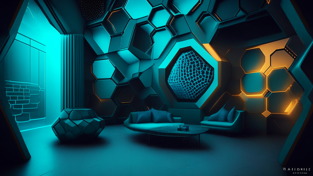 hexacore quantumpunk techwave interior design