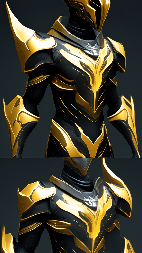 put the head from reference image 32 on image 27 and merge into one cohesive suite of warframe armor