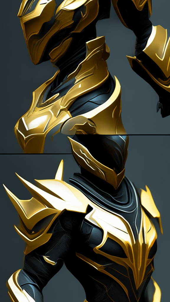 put the head from reference image 32 on image 27 and merge into one cohesive suite of warframe armor