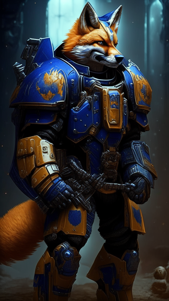 fox inspired space marine in the warhammer 40k style