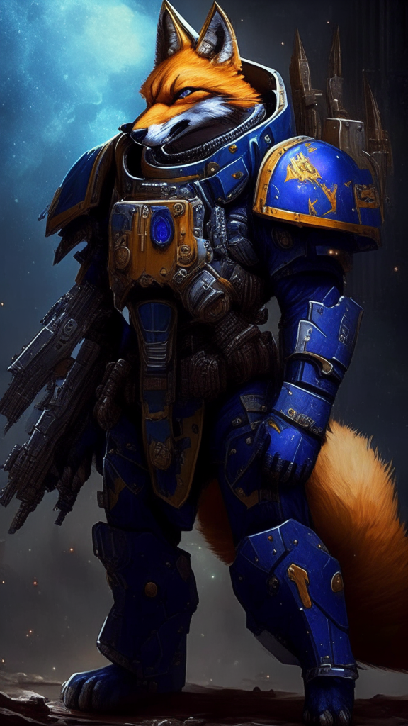 fox inspired space marine in the warhammer 40k style