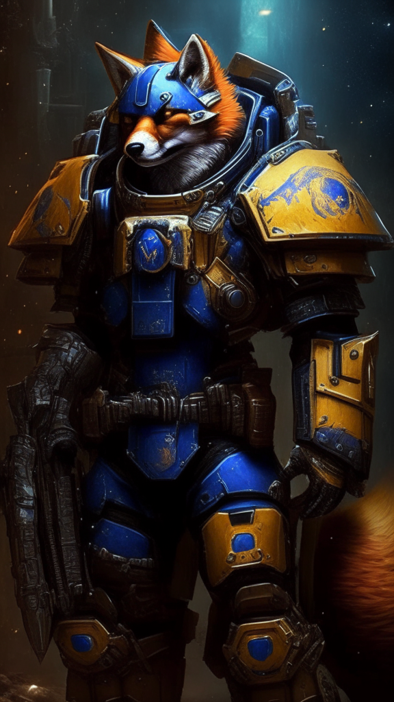 fox inspired space marine in the warhammer 40k style