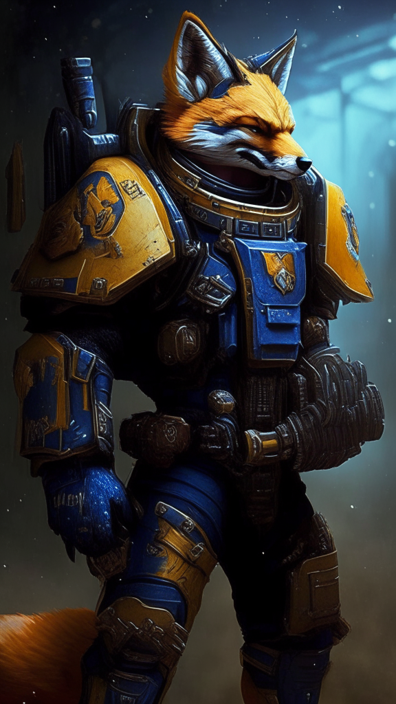 fox inspired space marine in the warhammer 40k style