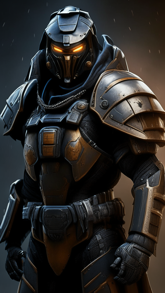 a suit of Warhammer 40k power armor based on the reference image