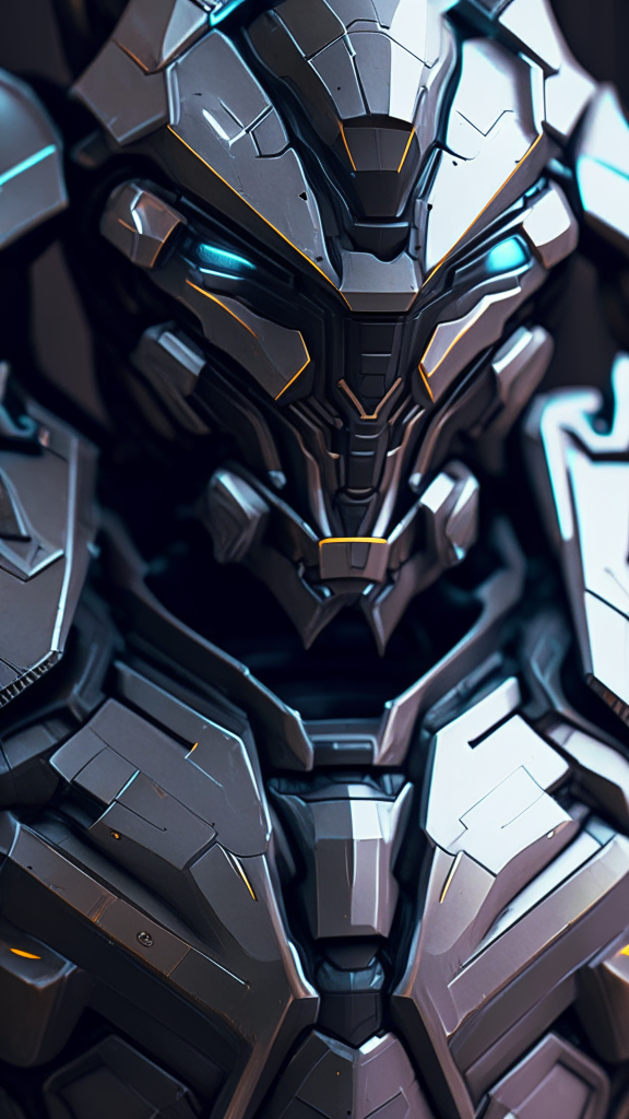 a close up of a robot assassin's hexagonal armor plating, sharp edges and menacing details