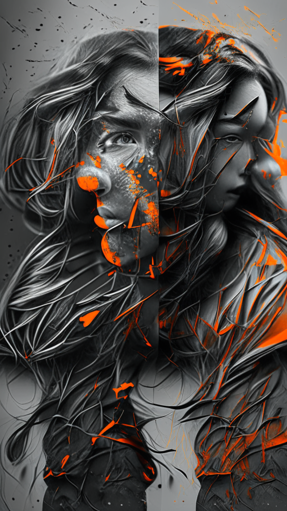 recolor the image in black with orange highlights