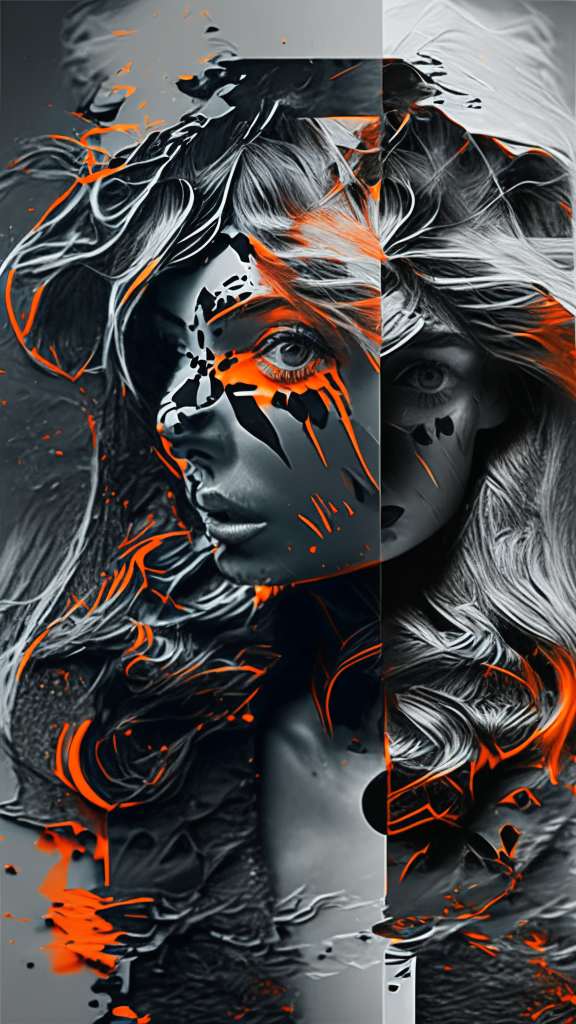 recolor the image in black with orange highlights