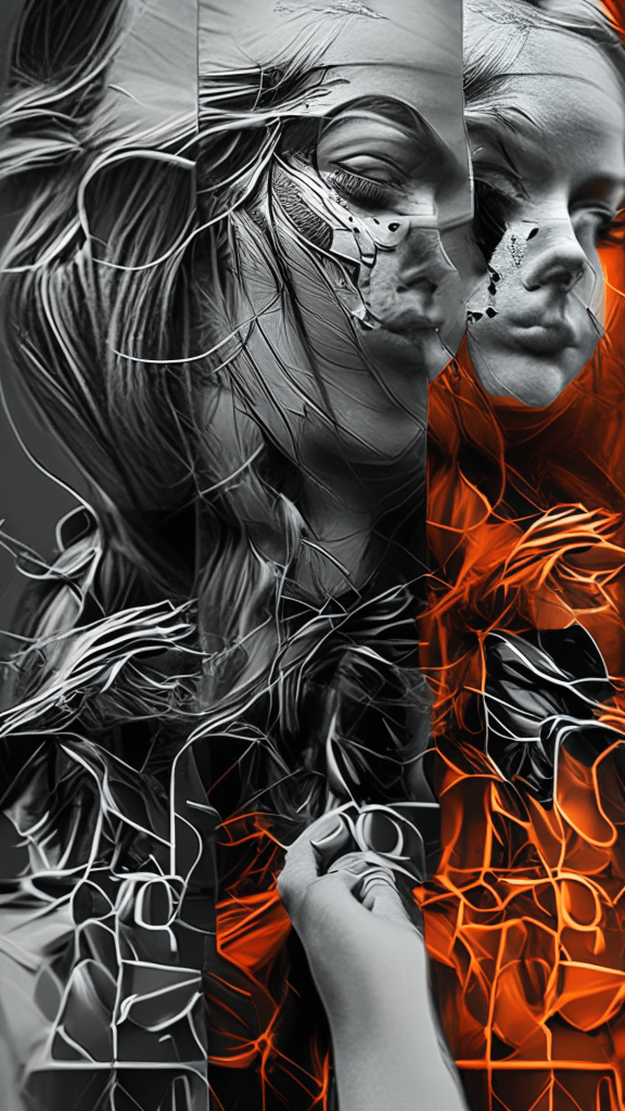 recolor the image in black with orange highlights