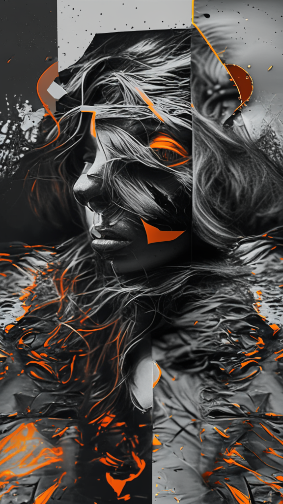 recolor the image in black with orange highlights