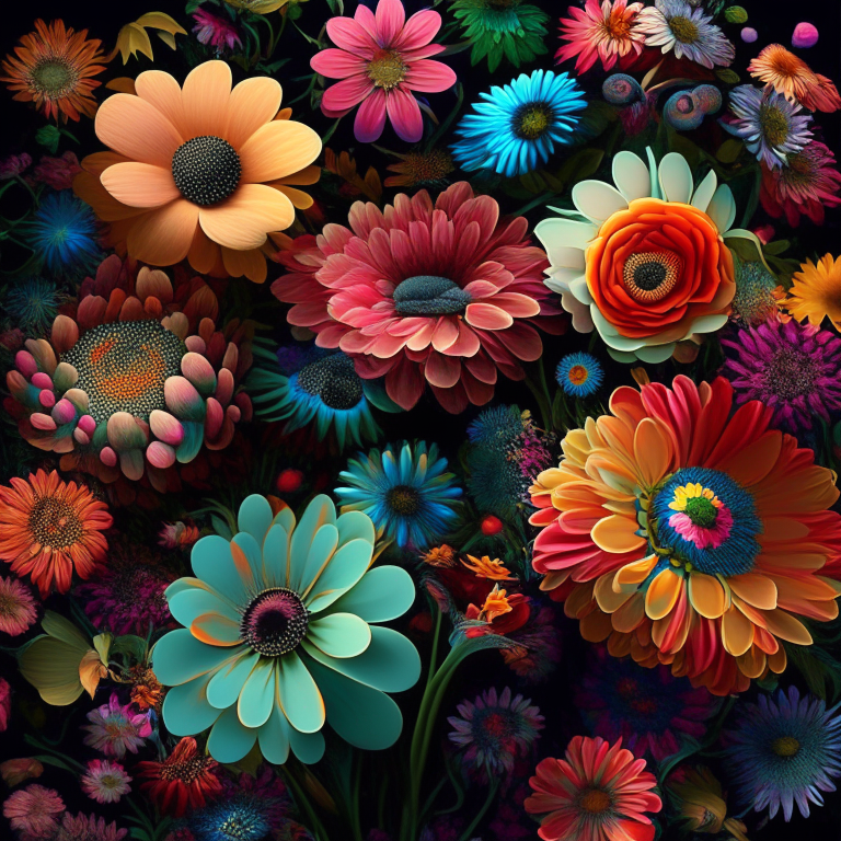 many flowers grwoing psicodelyc 