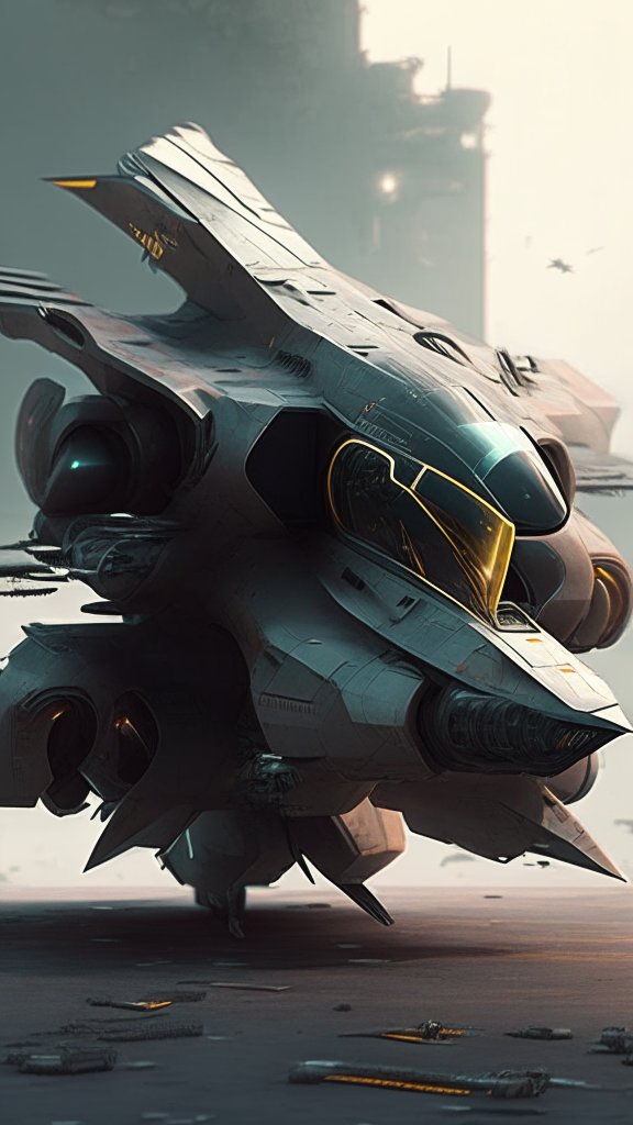 industrial futuristic fighter craft