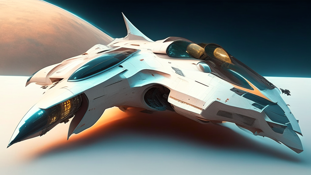futuristic space fighter craft that is longer and flatter