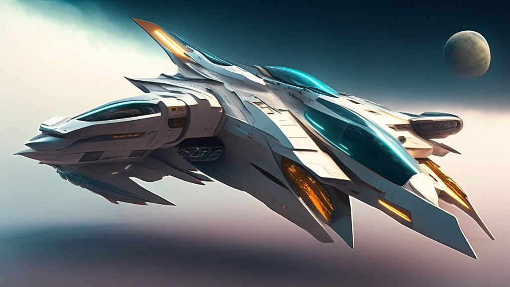 futuristic space fighter craft that is longer and flatter