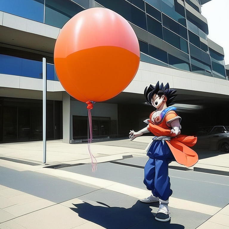 Goku Catching a 5-year-old girl's balloon outside the Hyundai Hotel in Ulsan, South Korea