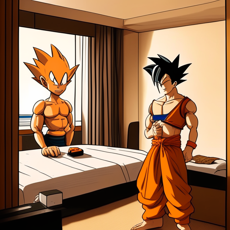 Goku Meeting Krillin in a Hotel Room , At Hyundai Hotel In Ulsan , South Korea
