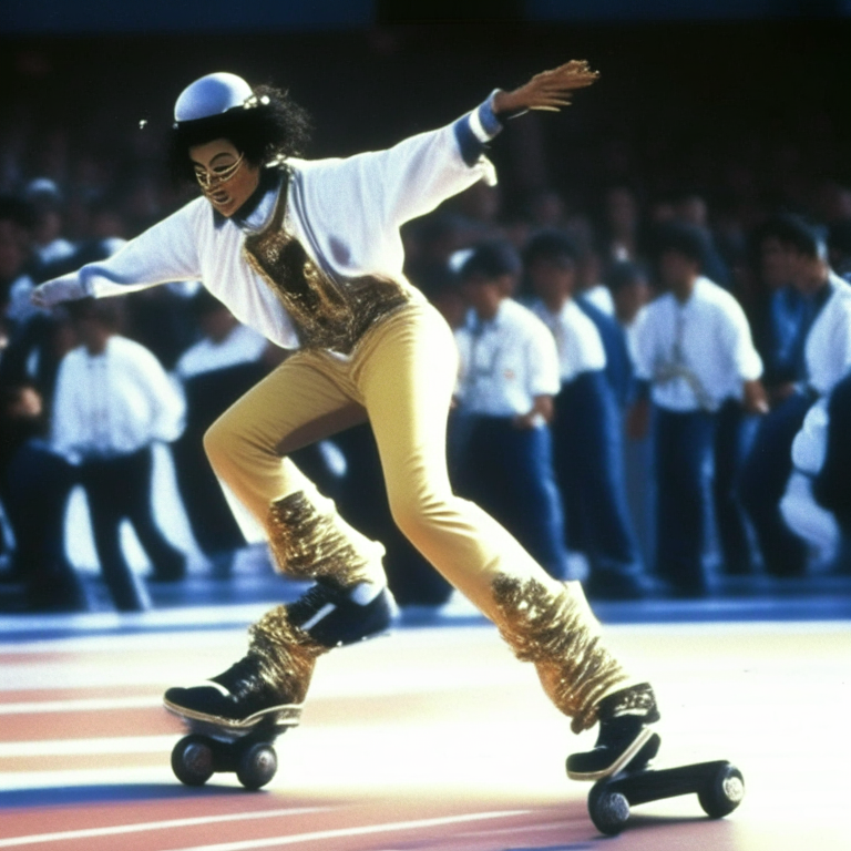 Michael Jackson Rollerblading And Singing at the opening of the FIFA Asian Cup in South Korea in 1994