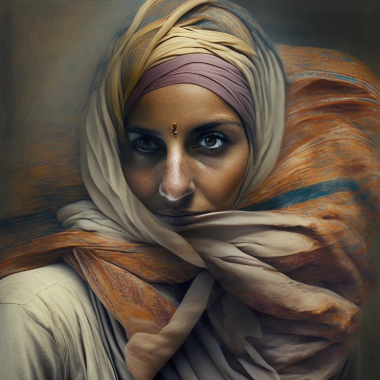 the woman with a turban and her face visible