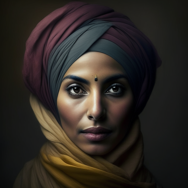 a woman wearing a turban and you can see her face