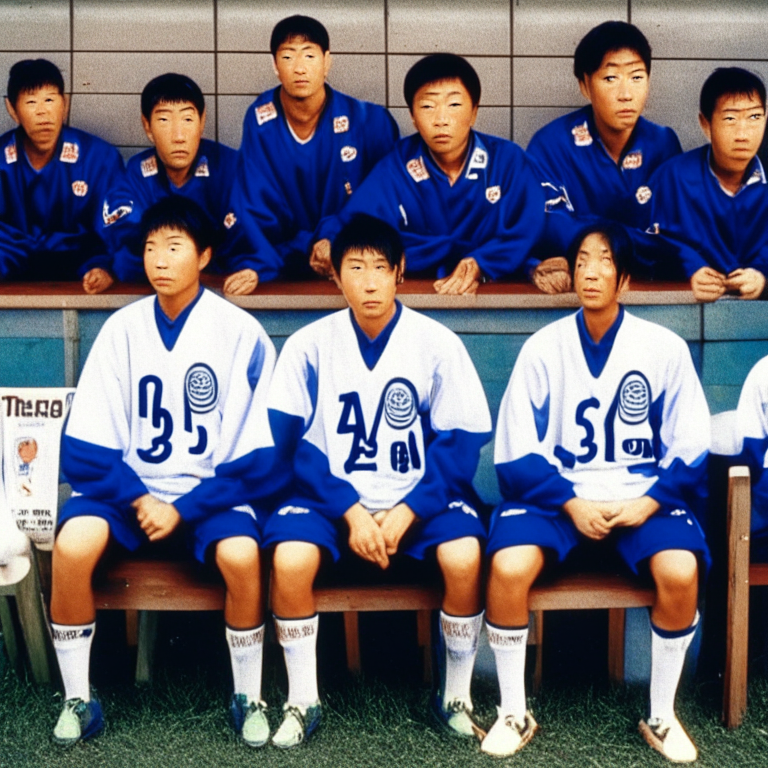 Team Tsuru sitting on the bench FIFA Asian Cup At South Korea In 1994