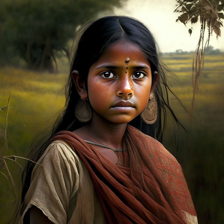 1 Indian girl, in the countryside