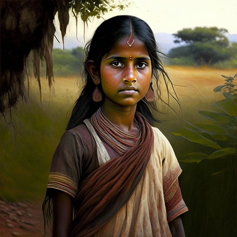 1 Indian girl, in the countryside