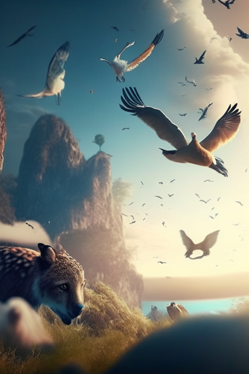 A beautiful nature background with a beautiful animals fly in sky in cinematic video