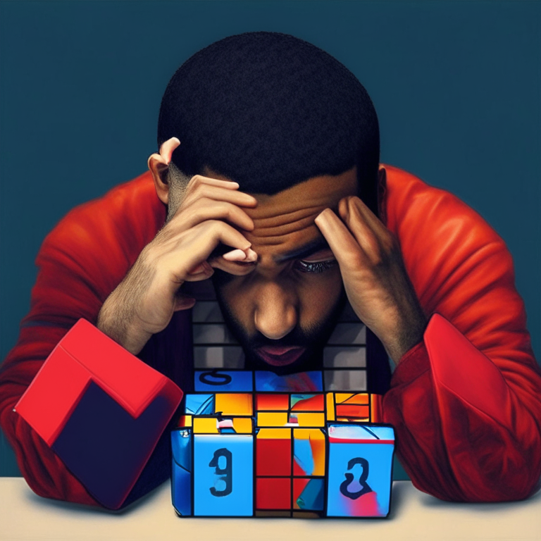 Drake solving a Rubiks cube