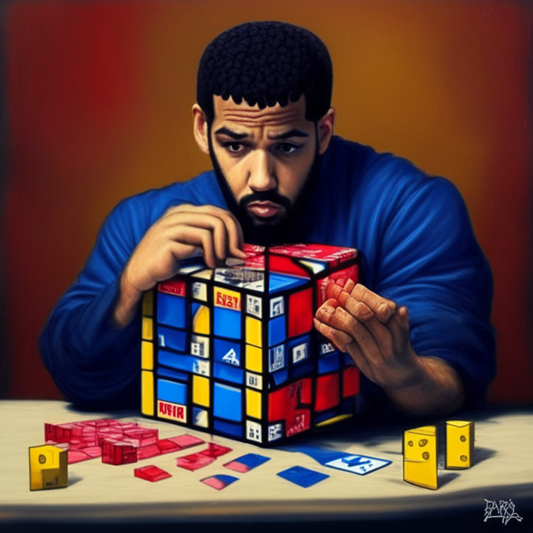 Drake solving a Rubiks cube