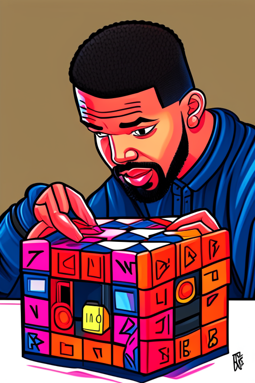 Drake solving a Rubiks cube