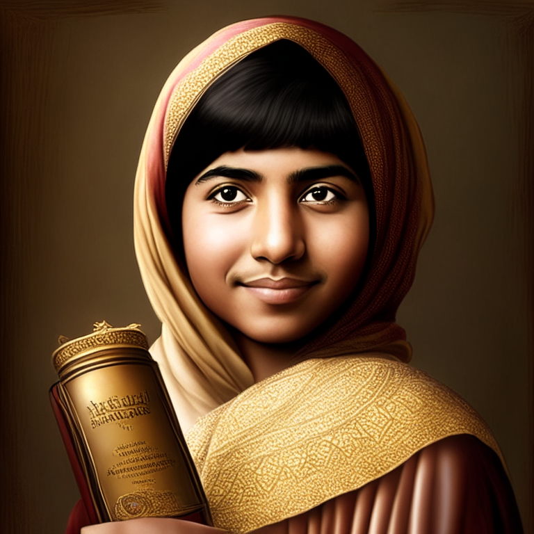 Malala Yousafzai beautyfull, holding the nobel prize