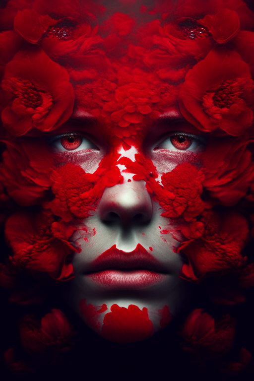 red flowers making a human face