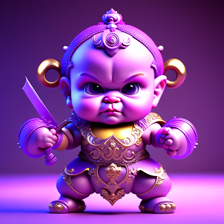 “a 3d render of a cute baby big head, Monsters Beauty and the Beast in fight pose, 4k, high resolution”. intricate details, award winning photography”