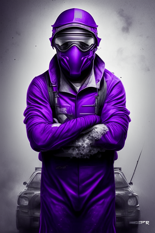 Design me purple,Auto repairman suit wearing a mask