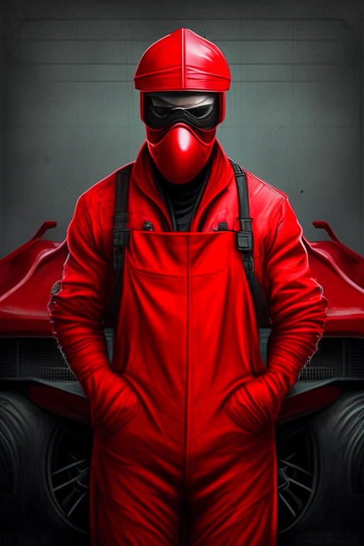 Design me red,Auto repairman suit wearing a mask